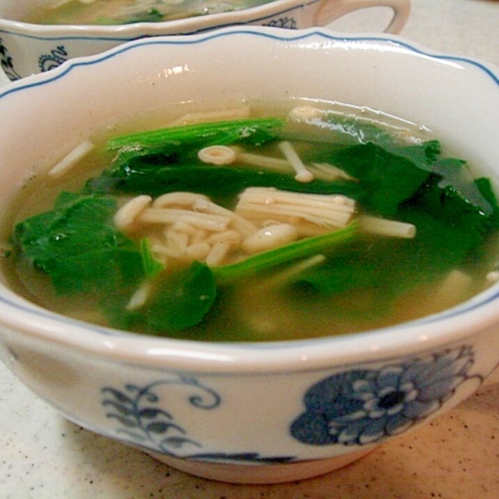 エノキとほうれん草の中華スープ